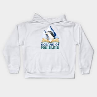 oceans of possibilities reading penguin Kids Hoodie